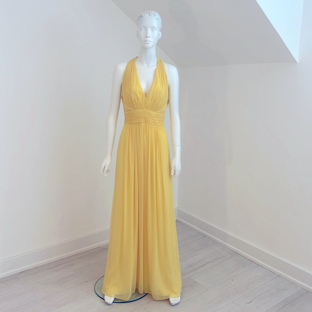 Sample Sale-NWT- Prestine.Bridesmaid size 10-sunflower yello Lux chiffon halter
